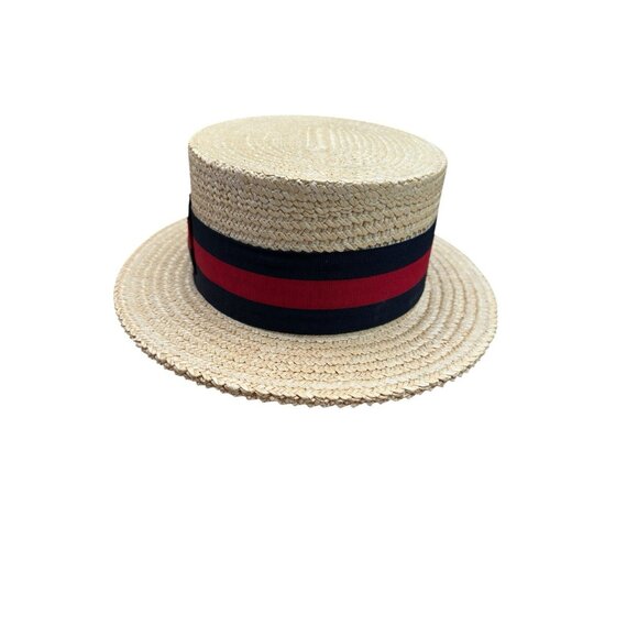 s-l400.jpg Vintage Italian Boater Straw Hat Made In Italy Size 7 USA